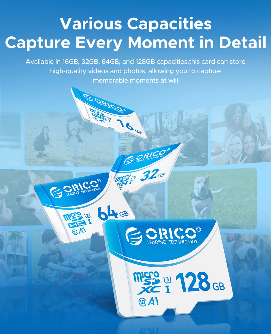 ORICO Original Memory Cards 16GB 32GB 64GB 128GB TF Memory Card A1 U3 Class10 V10 For Camera/Drone/Dash Cam High Speed SD Card
