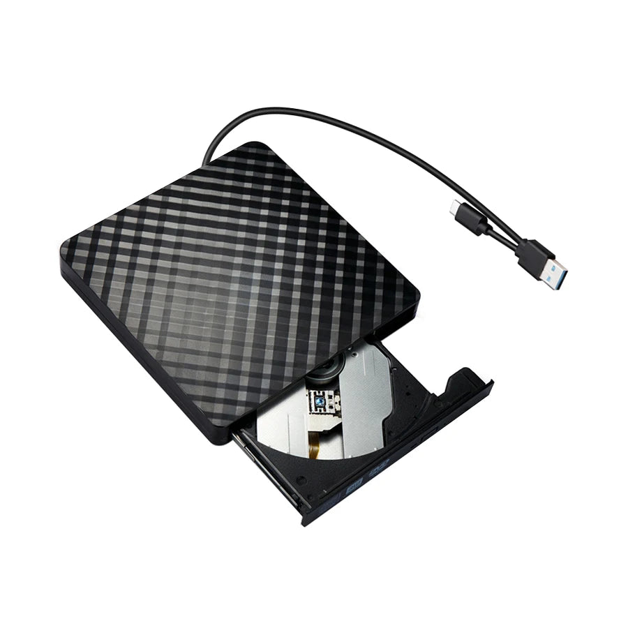 External CD DVD Optical Drives USB 3.0 Type C 2-in-1 Slim Protectable CD-RW Drive DVD-ROM Burner Player for Laptop Desktop