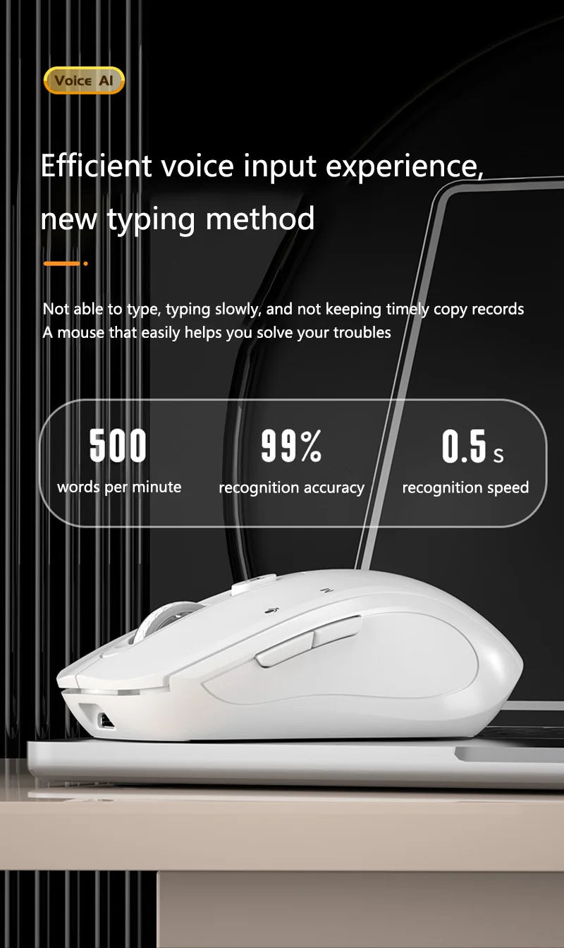 Xiaomi Intelligent Mouse Wireless Bluetooth Dual Mode Mute Rechargeable Mouse Voice Typing Translation Writing Office Universal