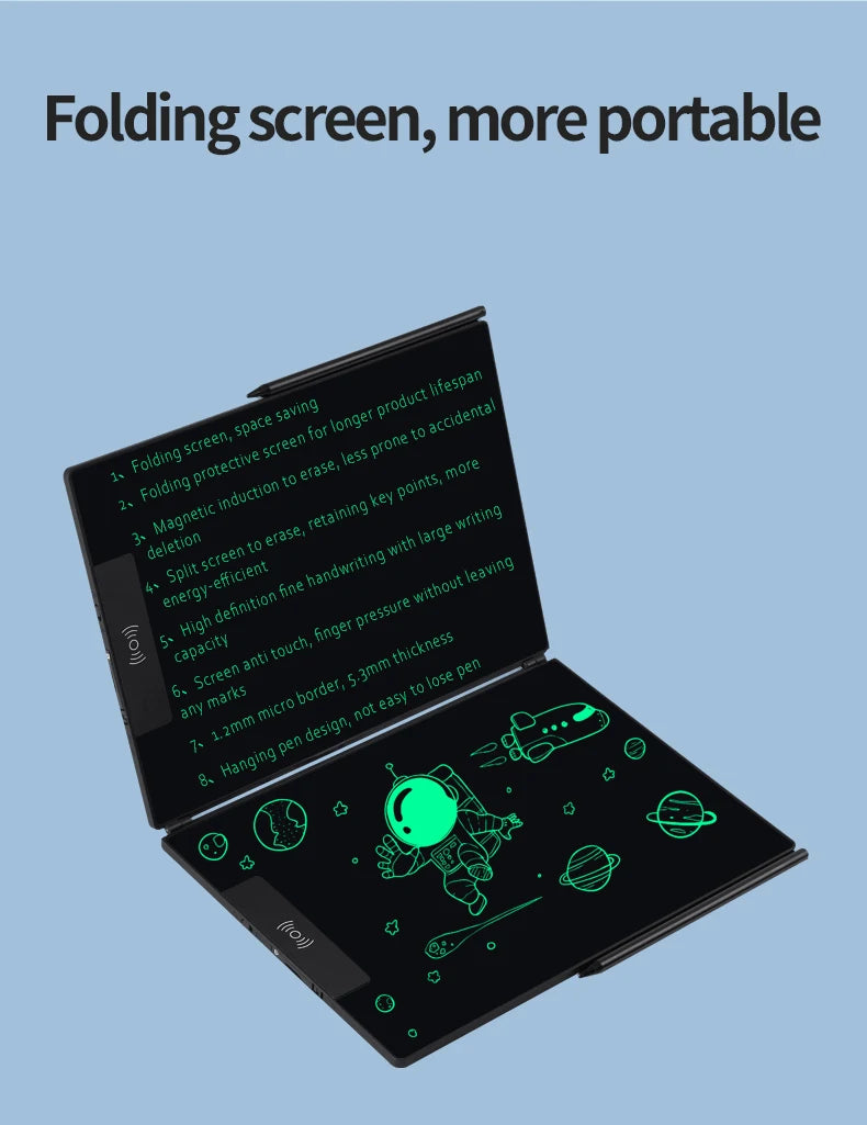 14.3-inch Folding Screen  LCD Superfine Handwriting Writing Board Meeting Magnetic to Eras Drawings Tablet Split screen