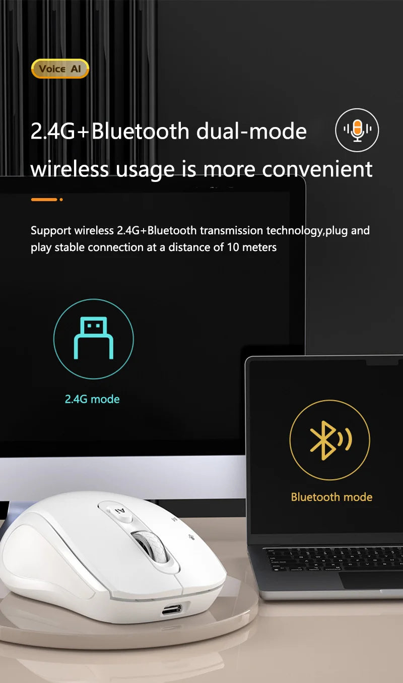 Xiaomi Intelligent Mouse Wireless Bluetooth Dual Mode Mute Rechargeable Mouse Voice Typing Translation Writing Office Universal