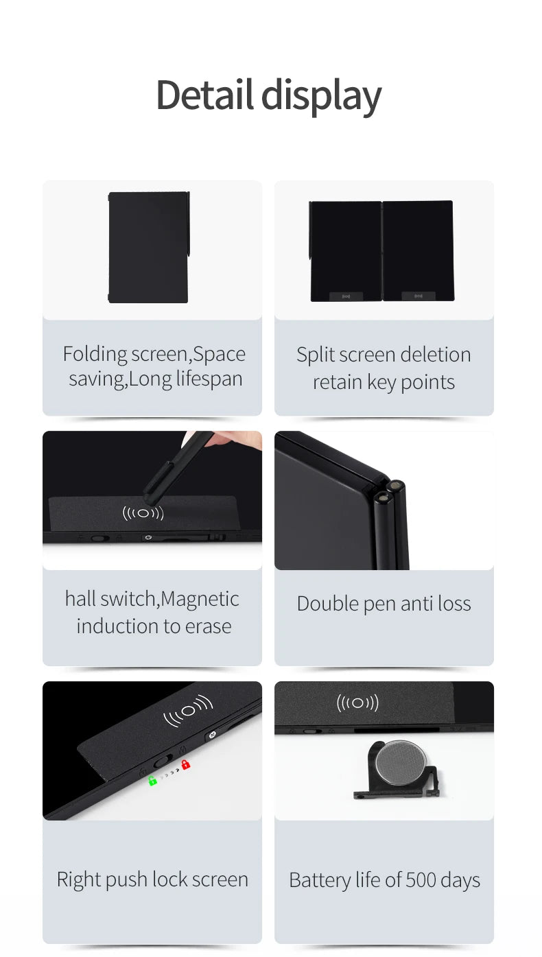 14.3-inch Folding Screen  LCD Superfine Handwriting Writing Board Meeting Magnetic to Eras Drawings Tablet Split screen