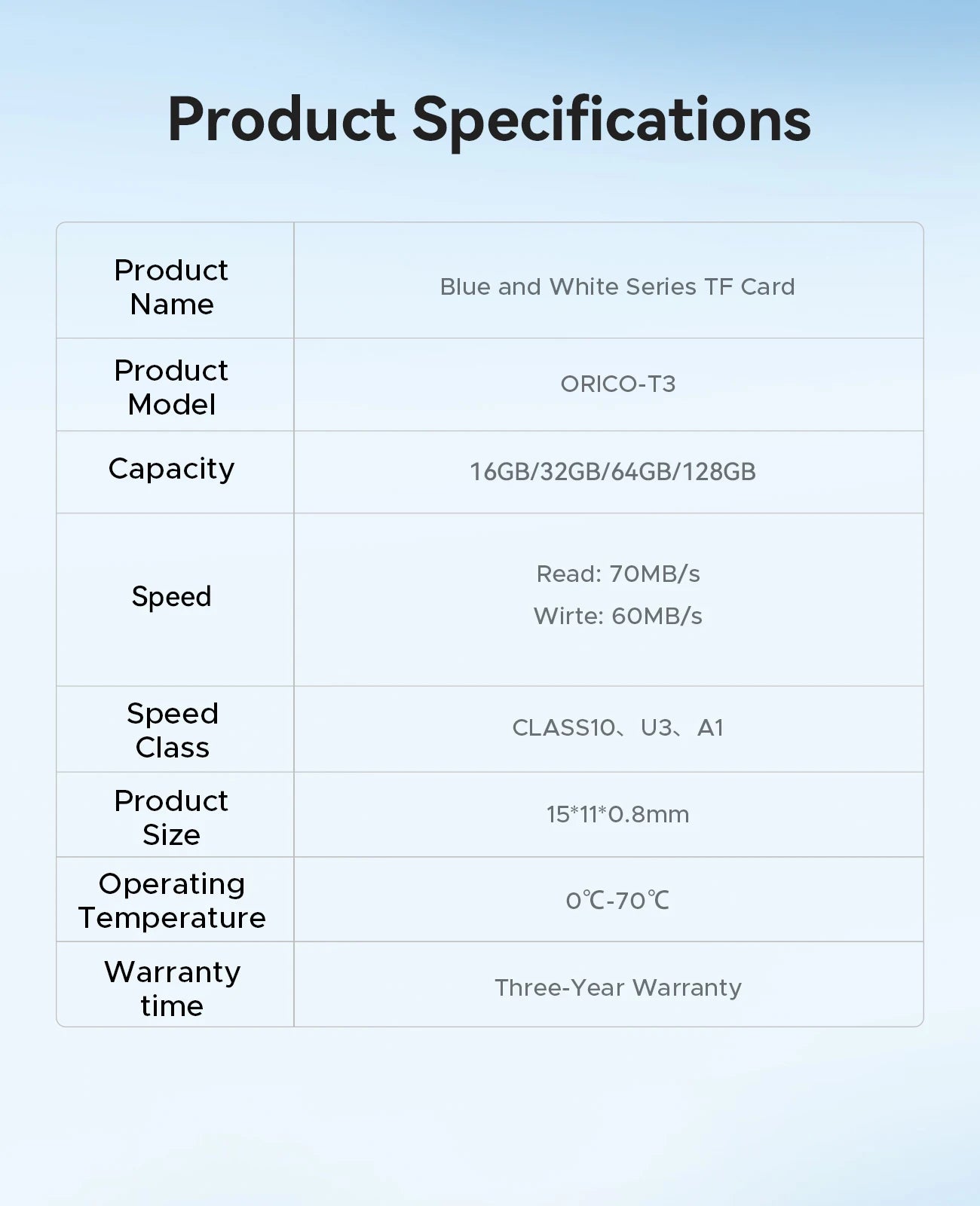 ORICO Original Memory Cards 16GB 32GB 64GB 128GB TF Memory Card A1 U3 Class10 V10 For Camera/Drone/Dash Cam High Speed SD Card