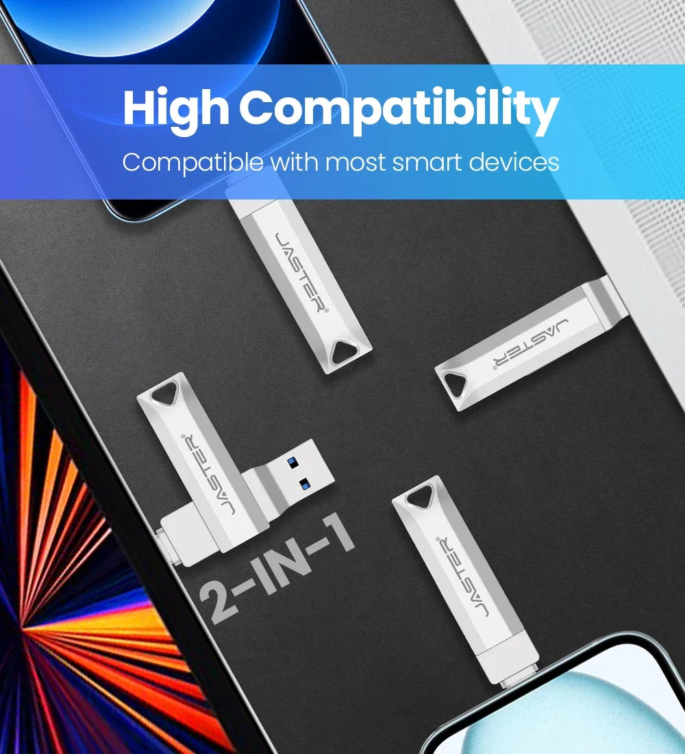 USB-C Flash Pen Drive 256GB TYPE-C USB 3.0 Flash Drive 128GB OTG Metal Memory Stick 64GB USB3.0 Creative Gift Pendrive 32GB 16GB