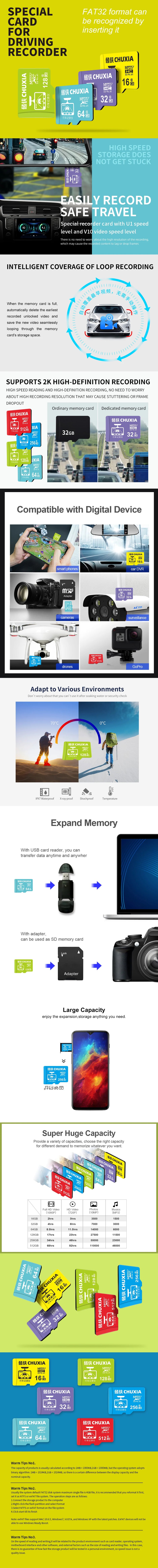 New Original Memory Card 64GB High Speed 128GB 32GB 256GB 16GB Flash Card for Mobile Phone Computer Sport Camcorder SD/TF Card