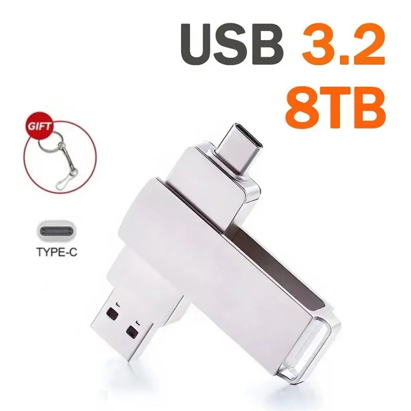16TB Flash Drive USB 3.2 High Speed USB Transfer Type-c 2-In-1 8TB 16TB OTG Pendrive Waterproof Flash Disk For Computer