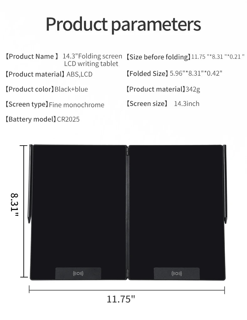 14.3-inch Folding Screen  LCD Superfine Handwriting Writing Board Meeting Magnetic to Eras Drawings Tablet Split screen