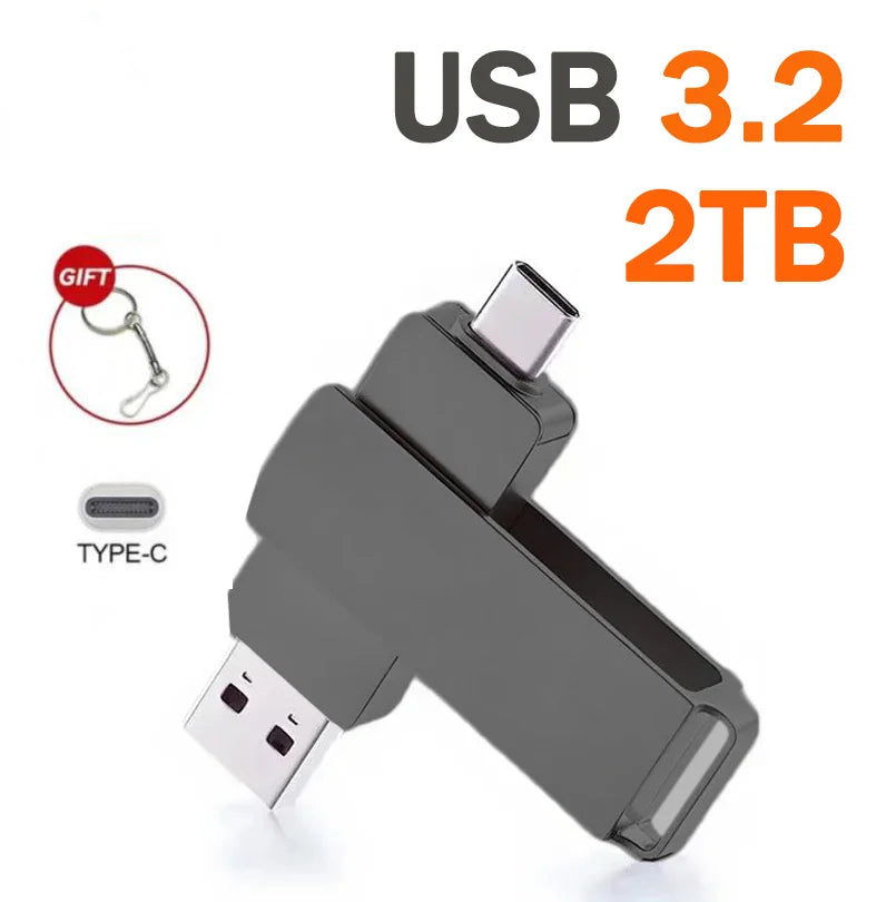 16TB Flash Drive USB 3.2 High Speed USB Transfer Type-c 2-In-1 8TB 16TB OTG Pendrive Waterproof Flash Disk For Computer