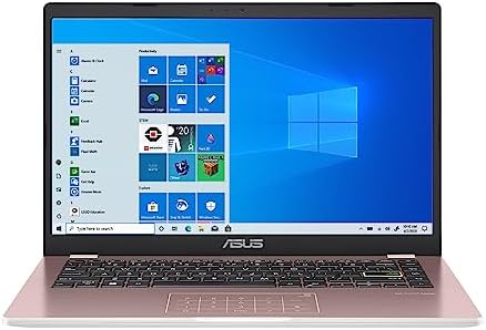 ASUS  E410 Intel Celeron N4020 4GB 128GB eMMC 14 inch HD LED Win 10 Laptop Pink - view 2