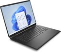 Renewed black 2-in-1 laptop open, showing keyboard and Windows touch display