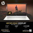 Renewed silver laptop with Full HD video on screen and built-in keyboard
