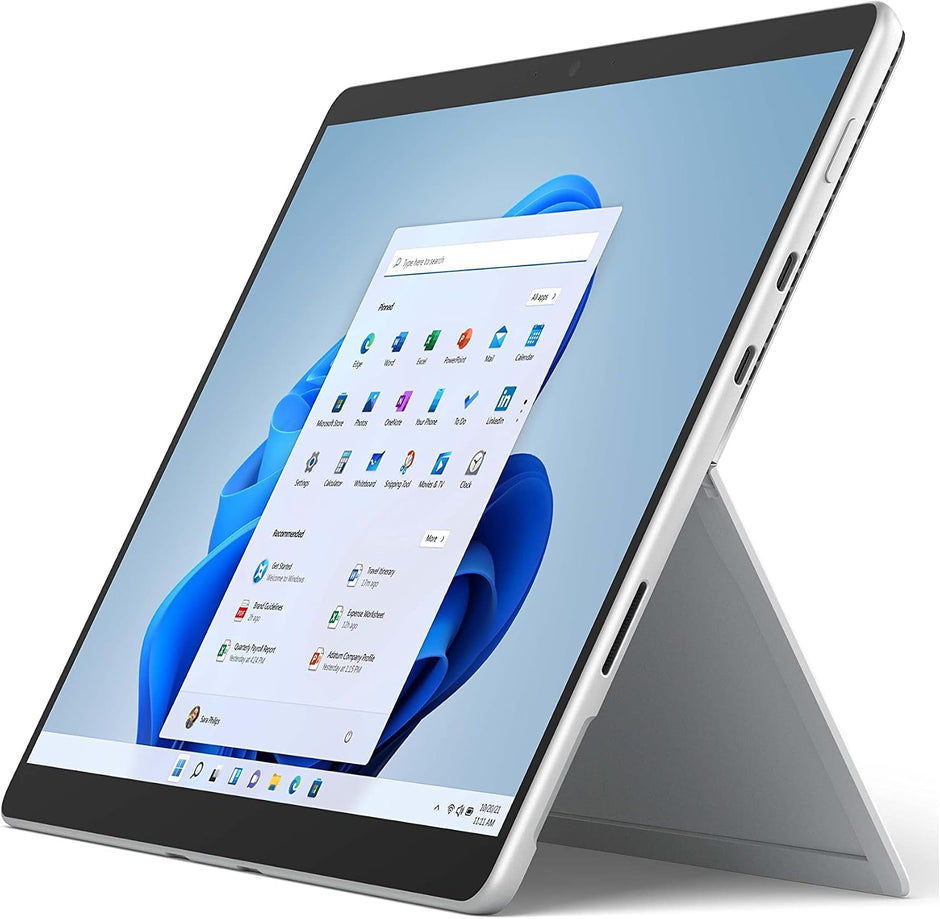 Microsoft Surface Pro 8 silver with keyboard – front view