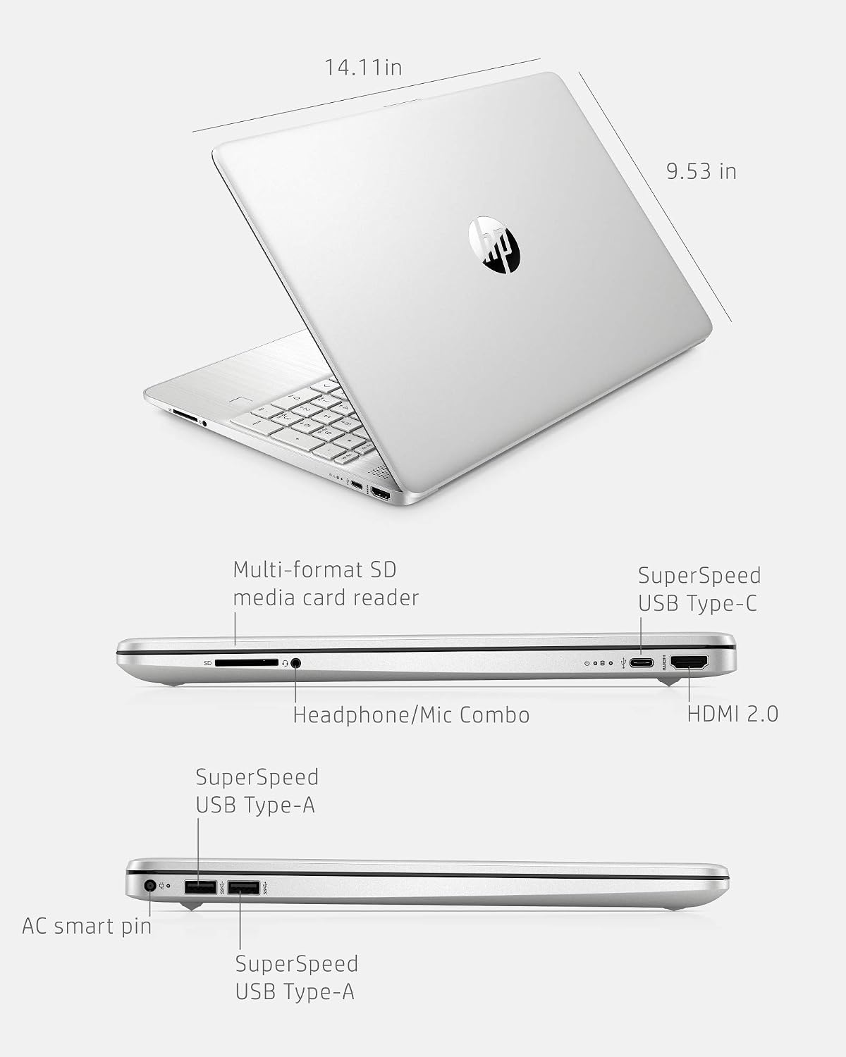 2021 HP 14 Laptop AMD Ryzen 5 5500U 8 GB RAM 256GB SSD 14 inch FHD Display Windo - view 7