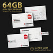 64GB Neopack flash drive pack with multiple cards and instructions