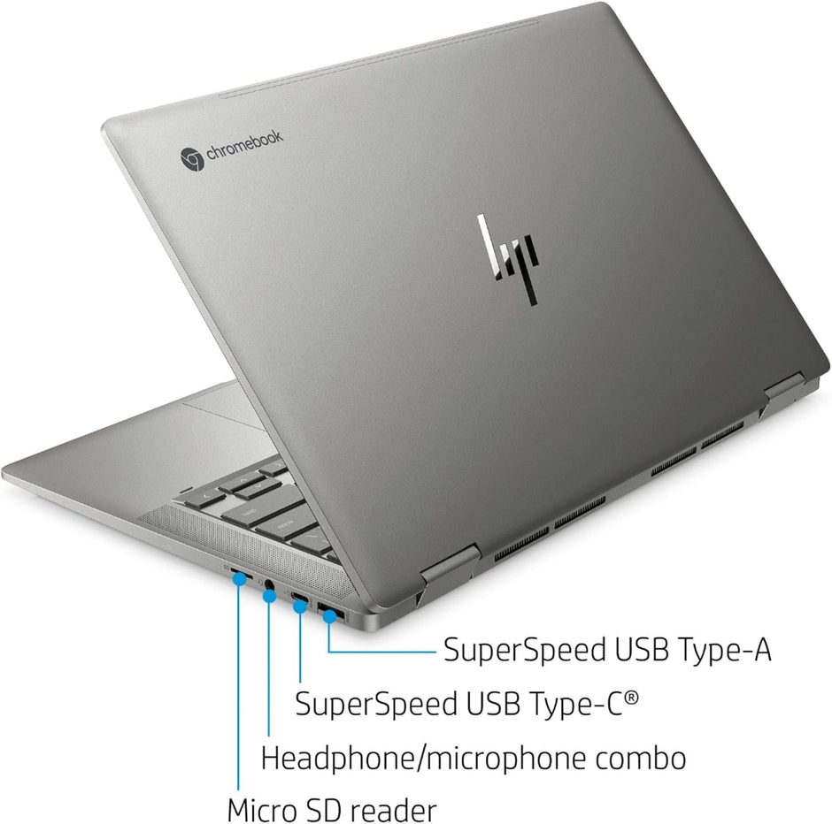 Latest HP x360 2-in-1 14-inch FHD Touchscreen Chromebook 10th Gen. Intel i3-10110U, 8GB RAM, 64GB eMMC B&O Audio WiFi 6 Backlit Keyboard Fingerprint Reader Mineral Grey