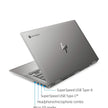 Mineral Grey HP Chromebook 2-in-1 open with keyboard and side ports