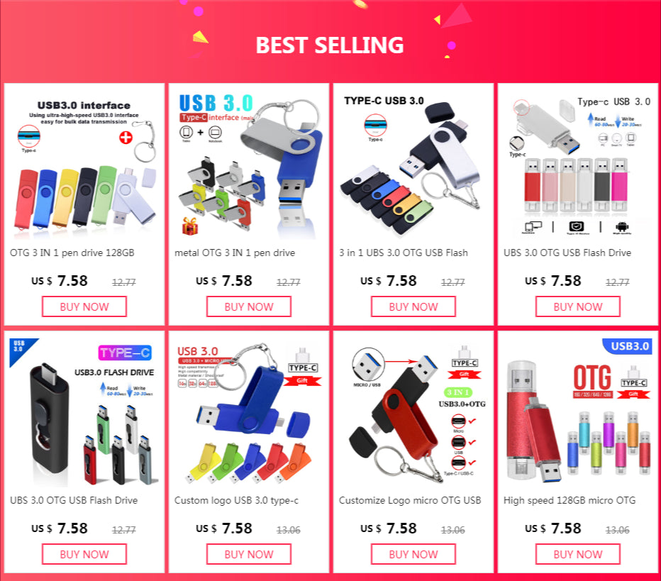 UBS 3.0 OTG USB Flash Drive 64GB Pen Drive 3 in 1 Type C & Micro USB Stick 3.0 Flash Drive 64GB 128GB Pendrive 256GB 32GB