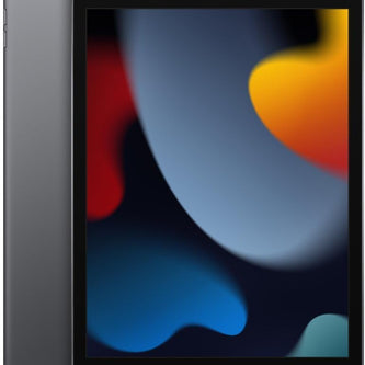 Gray 10.2-inch iPad tablet front with home button and matching rear