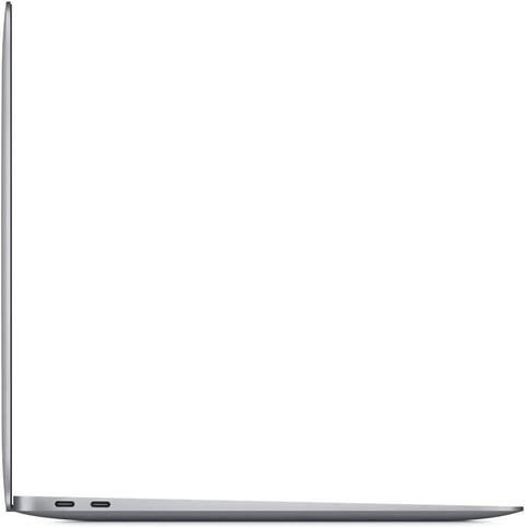 Space Grey MacBook Air side view with ports along the edge