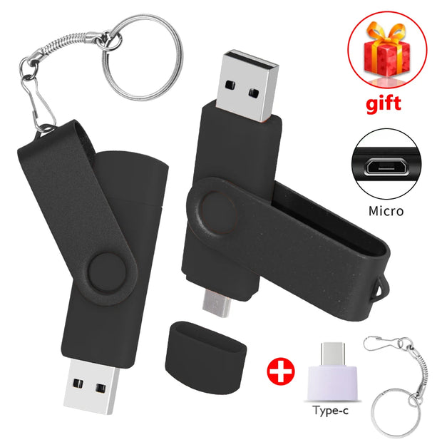 USB Flash Drive OTG Pen Drive 64 GB 32 GB 16 GB 8 GB 4GB External Storage Frosted Double Application Micro USB Stick Custom Logo
