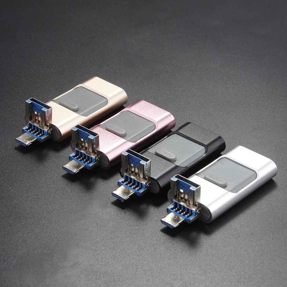 for iPhone USB Flash Drive 2TB 1TB USB 3.0 Pendrive 3in1 Mirco USB 3.0 512G 256GB 128/64/32gb Memory Stick USB Key MFi Pen drive