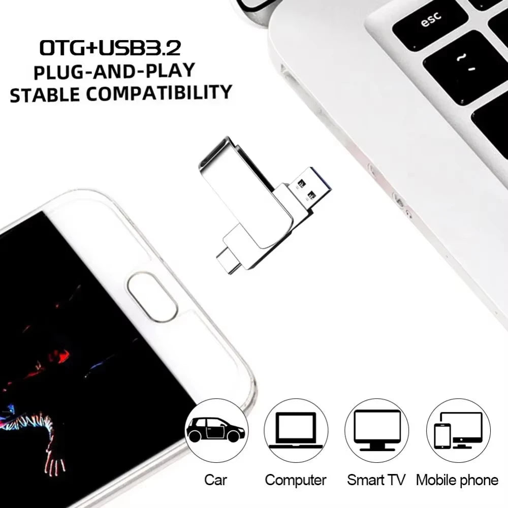 New 16TB USB Flash Drive USB 3.2 Memories Type-c 2-In-1 8TB 16TB OTG Pendrive 128GB 2TB High Speed Flash Disk For Computer