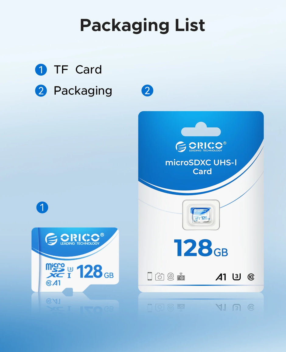ORICO Original Memory Cards 16GB 32GB 64GB 128GB TF Memory Card A1 U3 Class10 V10 For Camera/Drone/Dash Cam High Speed SD Card