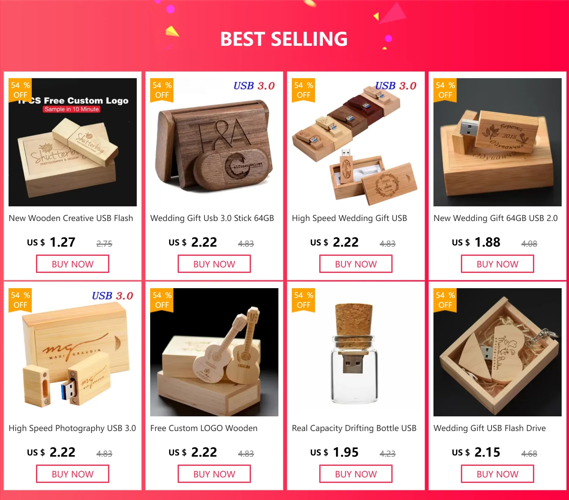 TYPE-C 2 in 1 Wooden USB Flash Drive 128GB Free Custom Logo Memory Stick 64GB 100% Real Capacity Pen Drive 32GB Wedding Gift