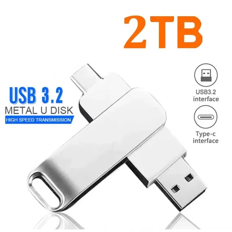 New 16TB USB Flash Drive USB 3.2 Memories Type-c 2-In-1 8TB 16TB OTG Pendrive 128GB 2TB High Speed Flash Disk For Computer