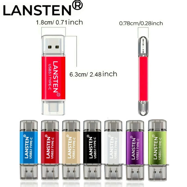 USB C Flash Drive  128GB 2-in-1 OTG USB 3.0 Thumb Drive Type-C 128GB Memory Stick - High-Speed Jump Drive Photo Stick