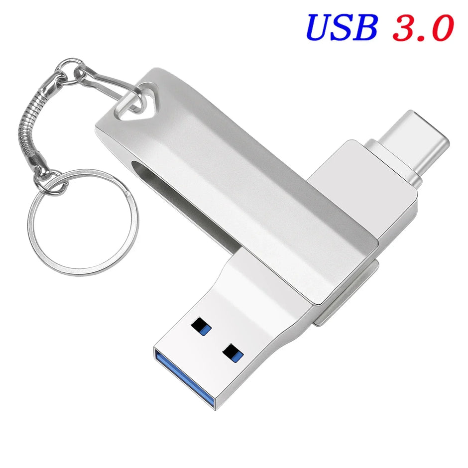 USB-C Flash Pen Drive 256GB TYPE-C USB 3.0 Flash Drive 128GB OTG Metal Memory Stick 64GB USB3.0 Creative Gift Pendrive 32GB 16GB