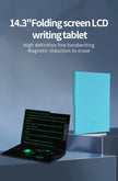14.3-inch Folding Screen  LCD Superfine Handwriting Writing Board Meeting Magnetic to Eras Drawings Tablet Split screen