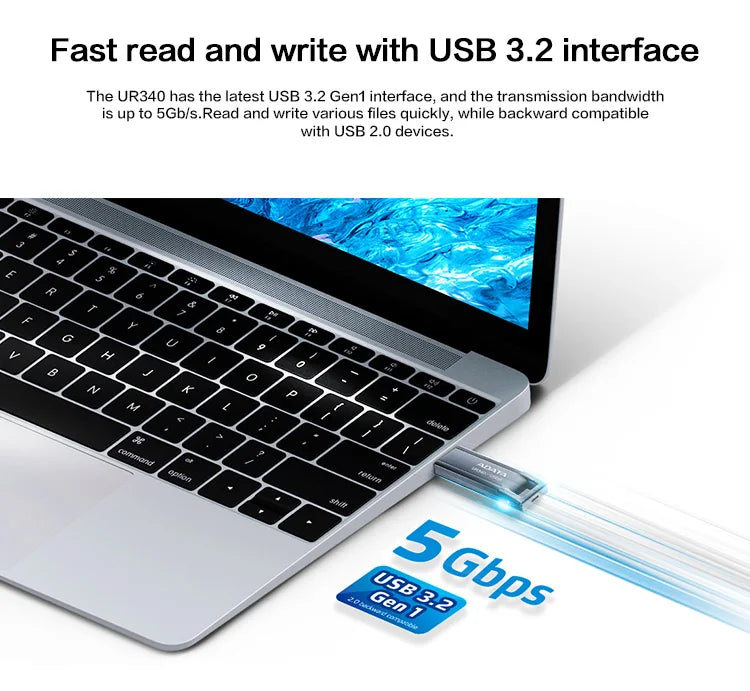 ADATA UR340 USB Flash Drive 32GB 64GB 128GB USB 3.2 Gen1 High Speed pendrive Original usb stick for PC Computer Laptop  Desktop
