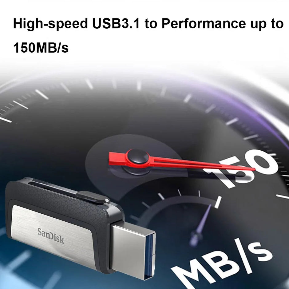 Sandisk SDDDC2 Dual Plug Flash Drive Type-C+Type A 32GB 64GB 128GB 256GB OTG USB Pen Drive USB Stick for Phone Laptop Computer