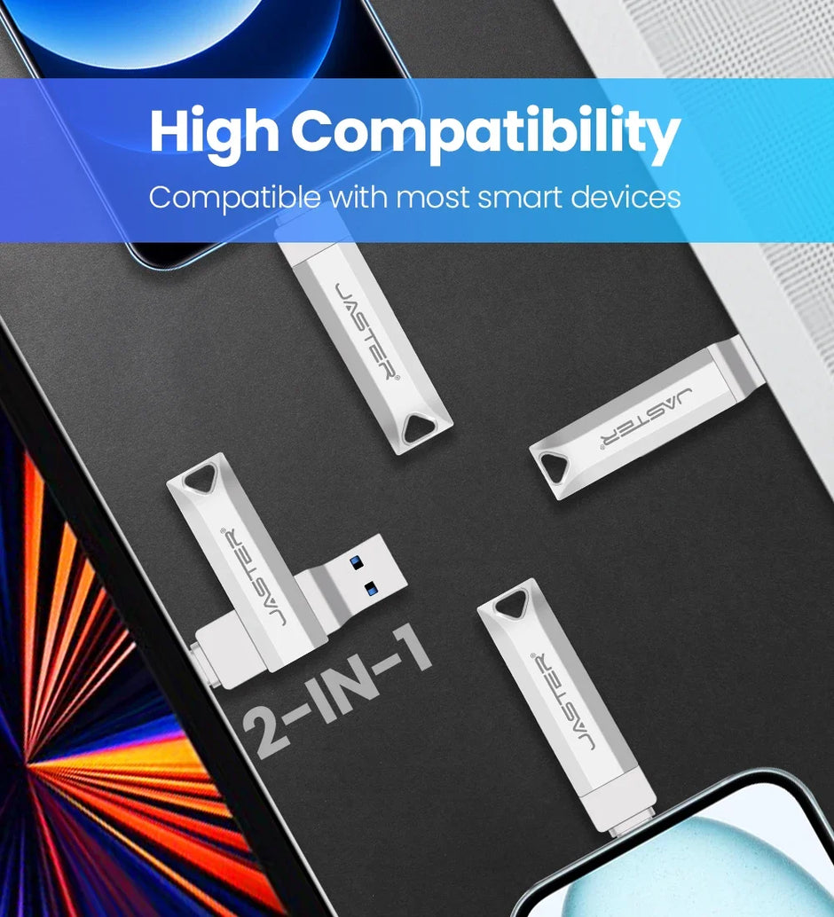 USB-C Flash Pen Drive 256GB TYPE-C USB 3.0 Flash Drive 128GB OTG Metal Memory Stick 64GB USB3.0 Creative Gift Pendrive 32GB 16GB