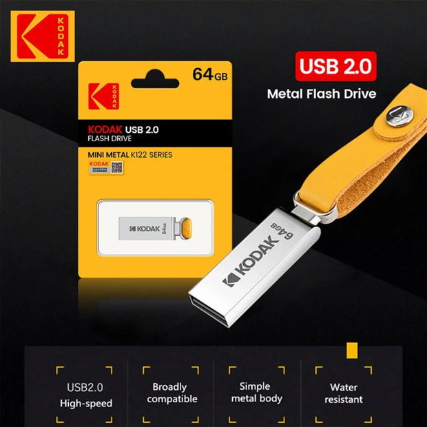 Kodak KODAK K122 USB2.0 mini full metal USB flash drive high speed car 32G-128G computer office USB flash drive