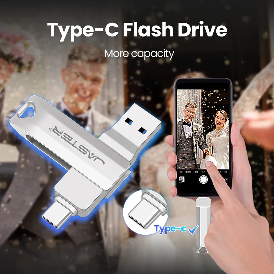 USB-C Flash Pen Drive 256GB TYPE-C USB 3.0 Flash Drive 128GB OTG Metal Memory Stick 64GB USB3.0 Creative Gift Pendrive 32GB 16GB