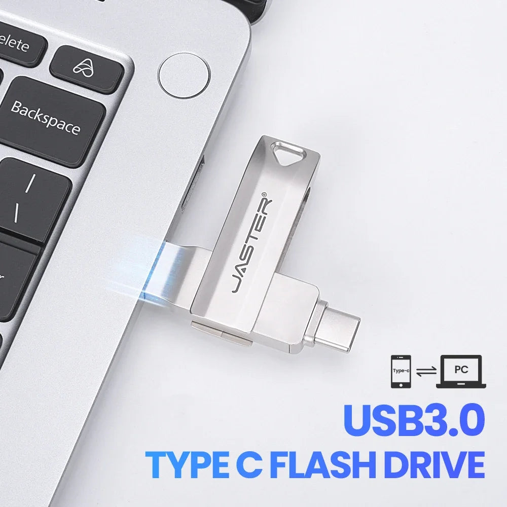 USB-C Flash Pen Drive 256GB TYPE-C USB 3.0 Flash Drive 128GB OTG Metal Memory Stick 64GB USB3.0 Creative Gift Pendrive 32GB 16GB