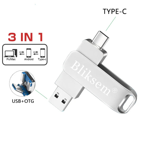 Pen Drive 64GB  OTG 128GB Type C USB 2.0 Flash Drive External Memory Stick for SmartPhone MacBook Tablet