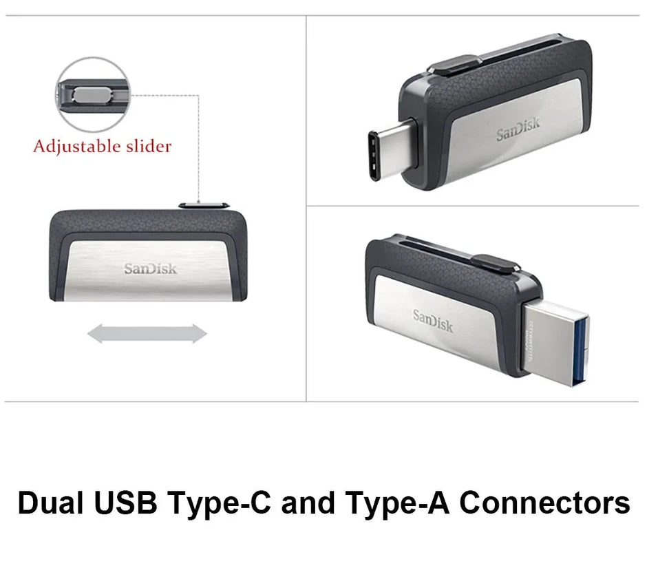 Sandisk SDDDC2 Dual Plug Flash Drive Type-C+Type A 32GB 64GB 128GB 256GB OTG USB Pen Drive USB Stick for Phone Laptop Computer