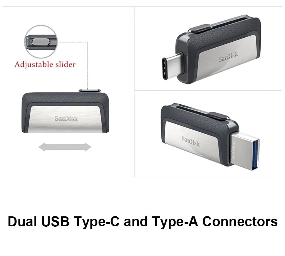 Sandisk SDDDC2 Dual Plug Flash Drive Type-C+Type A 32GB 64GB 128GB 256GB OTG USB Pen Drive USB Stick for Phone Laptop Computer