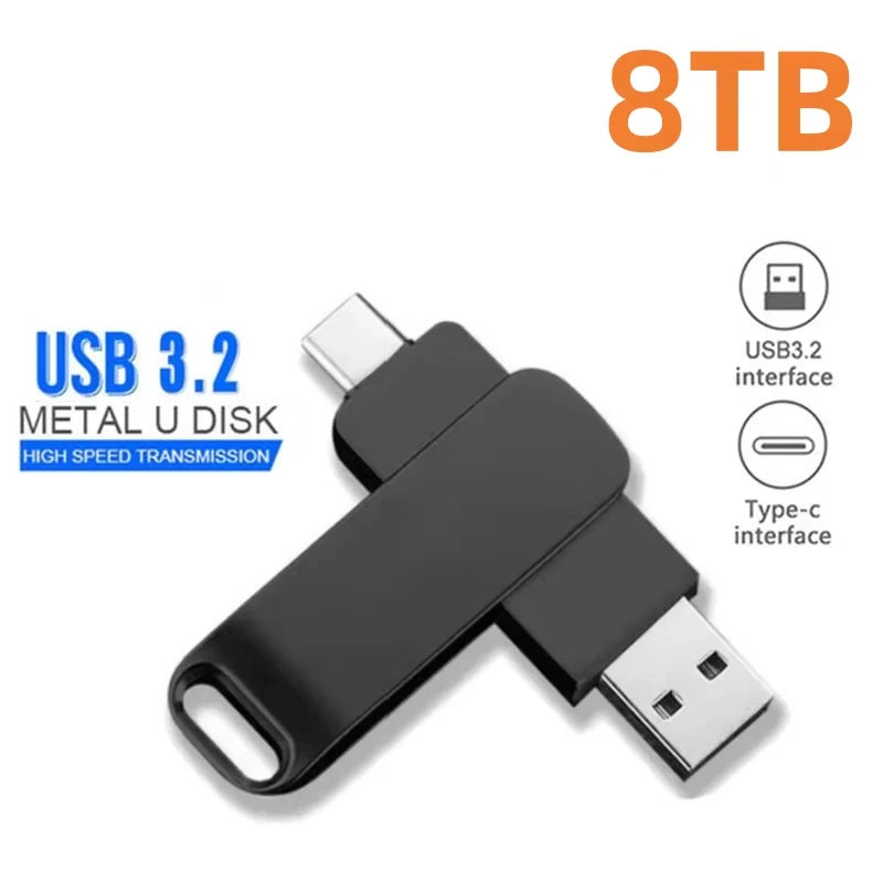 New 16TB USB Flash Drive USB 3.2 Memories Type-c 2-In-1 8TB 16TB OTG Pendrive 128GB 2TB High Speed Flash Disk For Computer