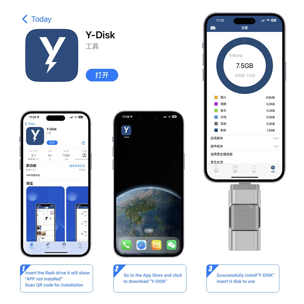 for iPhone USB Flash Drive 2TB 1TB USB 3.0 Pendrive 3in1 Mirco USB 3.0 512G 256GB 128/64/32gb Memory Stick USB Key MFi Pen drive