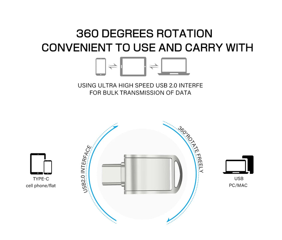 Original High Speed Type C USB Flash Drive 128GB Pendrive 64GB Mini U Disk Metal Memory Stick USB 3.0 Pen Drive