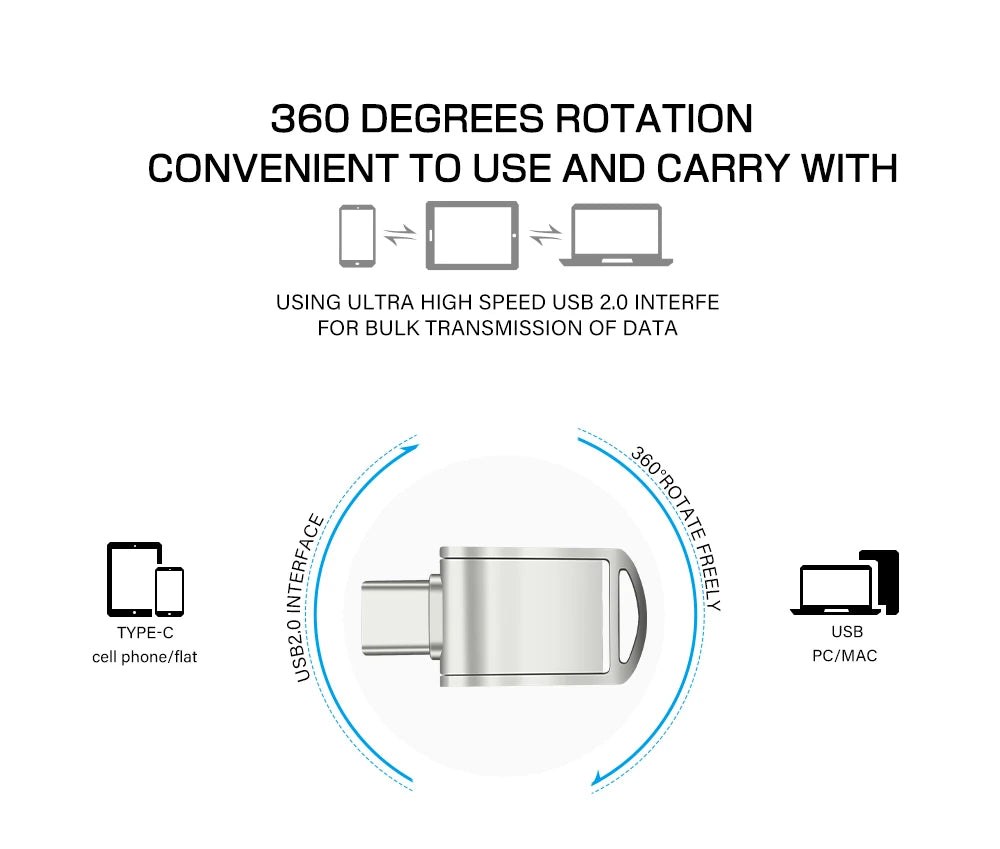 Original High Speed Type C USB Flash Drive 128GB Pendrive 64GB Mini U Disk Metal Memory Stick USB 3.0 Pen Drive