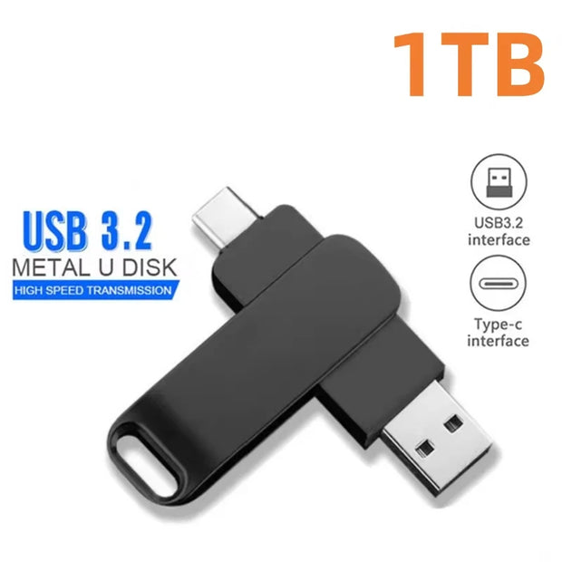 New 16TB USB Flash Drive USB 3.2 Memories Type-c 2-In-1 8TB 16TB OTG Pendrive 128GB 2TB High Speed Flash Disk For Computer