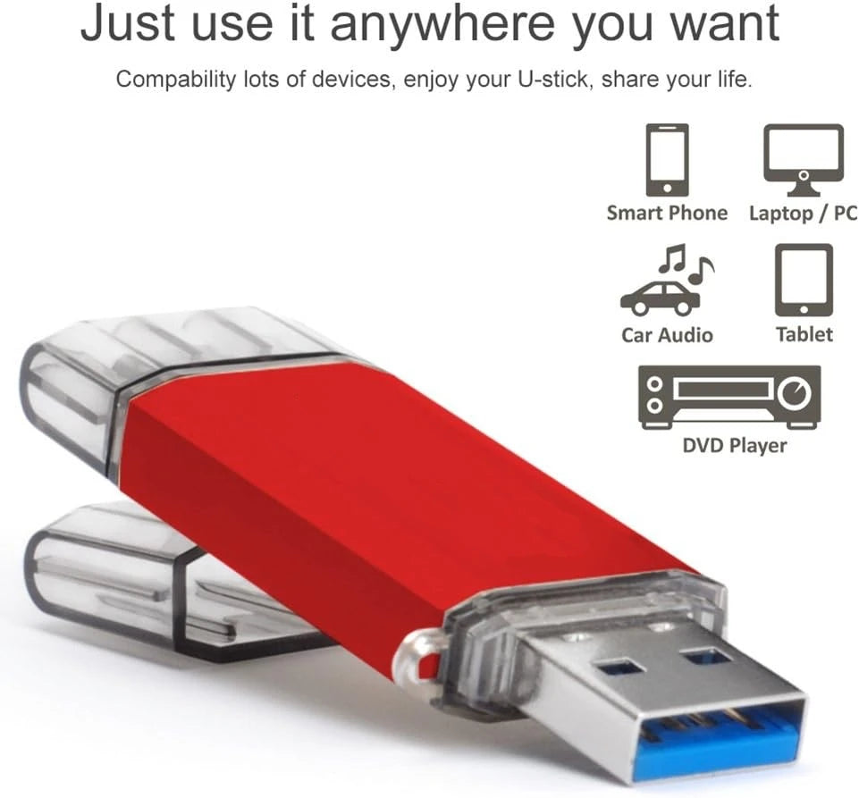 USB C Flash Drive  128GB 2-in-1 OTG USB 3.0 Thumb Drive Type-C 128GB Memory Stick - High-Speed Jump Drive Photo Stick