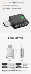 UTHAI C12 Type-C OTG USB3.0 Flash Drive USB-C Pen Drive Smart Phone Memory MINI Usb Stick 64G