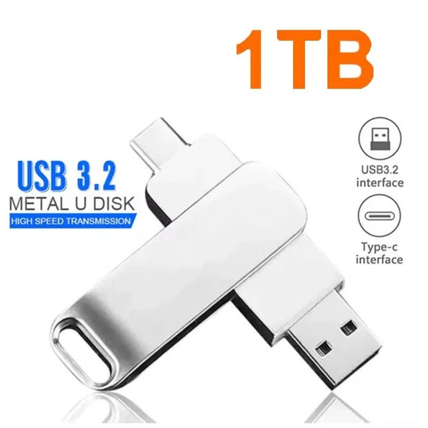 New 16TB USB Flash Drive USB 3.2 Memories Type-c 2-In-1 8TB 16TB OTG Pendrive 128GB 2TB High Speed Flash Disk For Computer