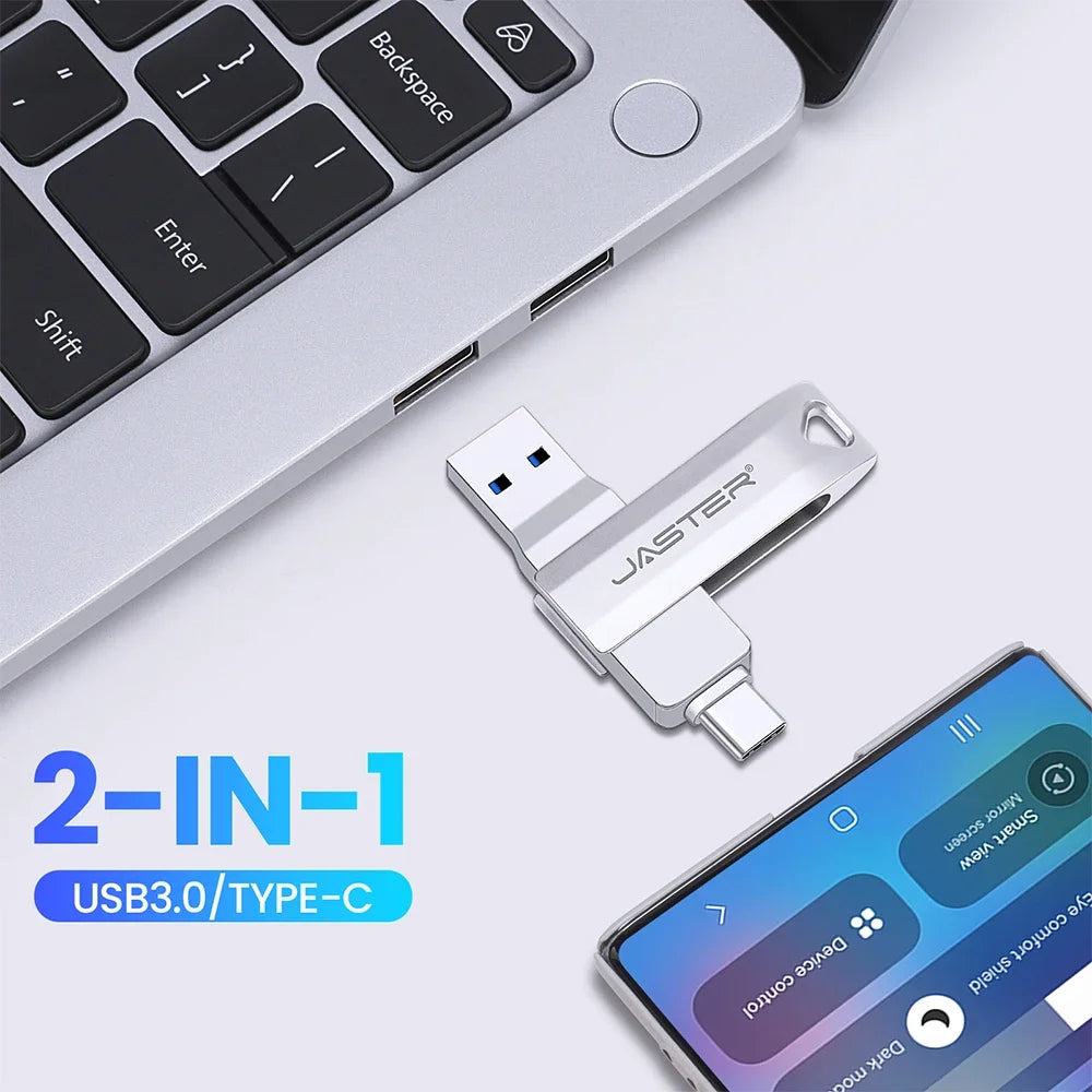 USB-C Flash Pen Drive 256GB TYPE-C USB 3.0 Flash Drive 128GB OTG Metal Memory Stick 64GB USB3.0 Creative Gift Pendrive 32GB 16GB